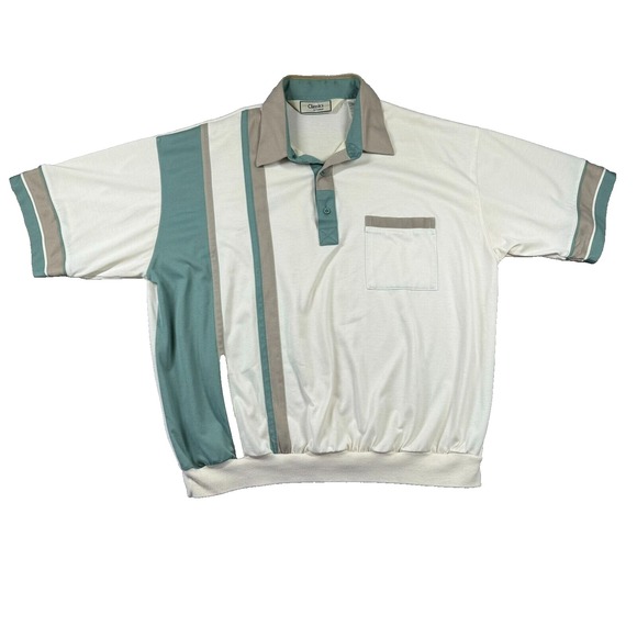 Classics‎ by Palmland Shacket Mens XL Teal Ivory Eclectic Grandpa Retro Lounge - Picture 1 of 11